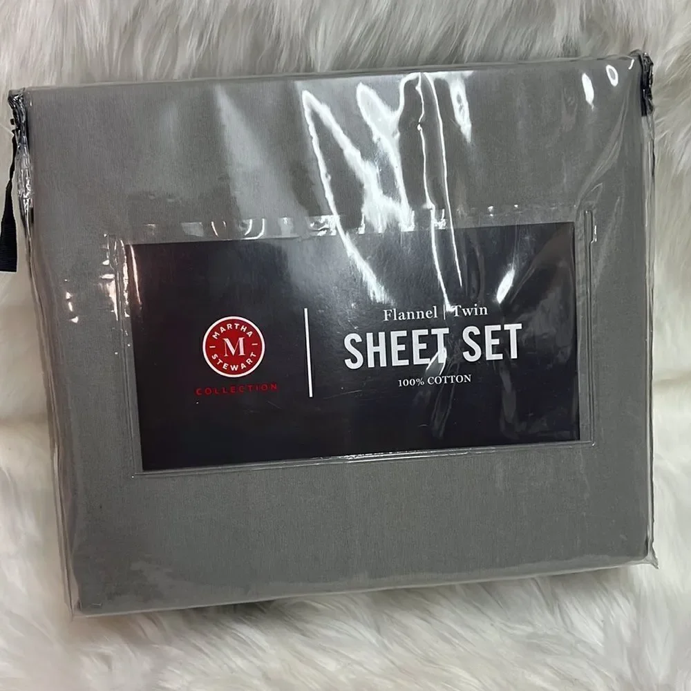 Martha Stewart Collection Luxury 100% Cotton Flannel Twin Sheets‎